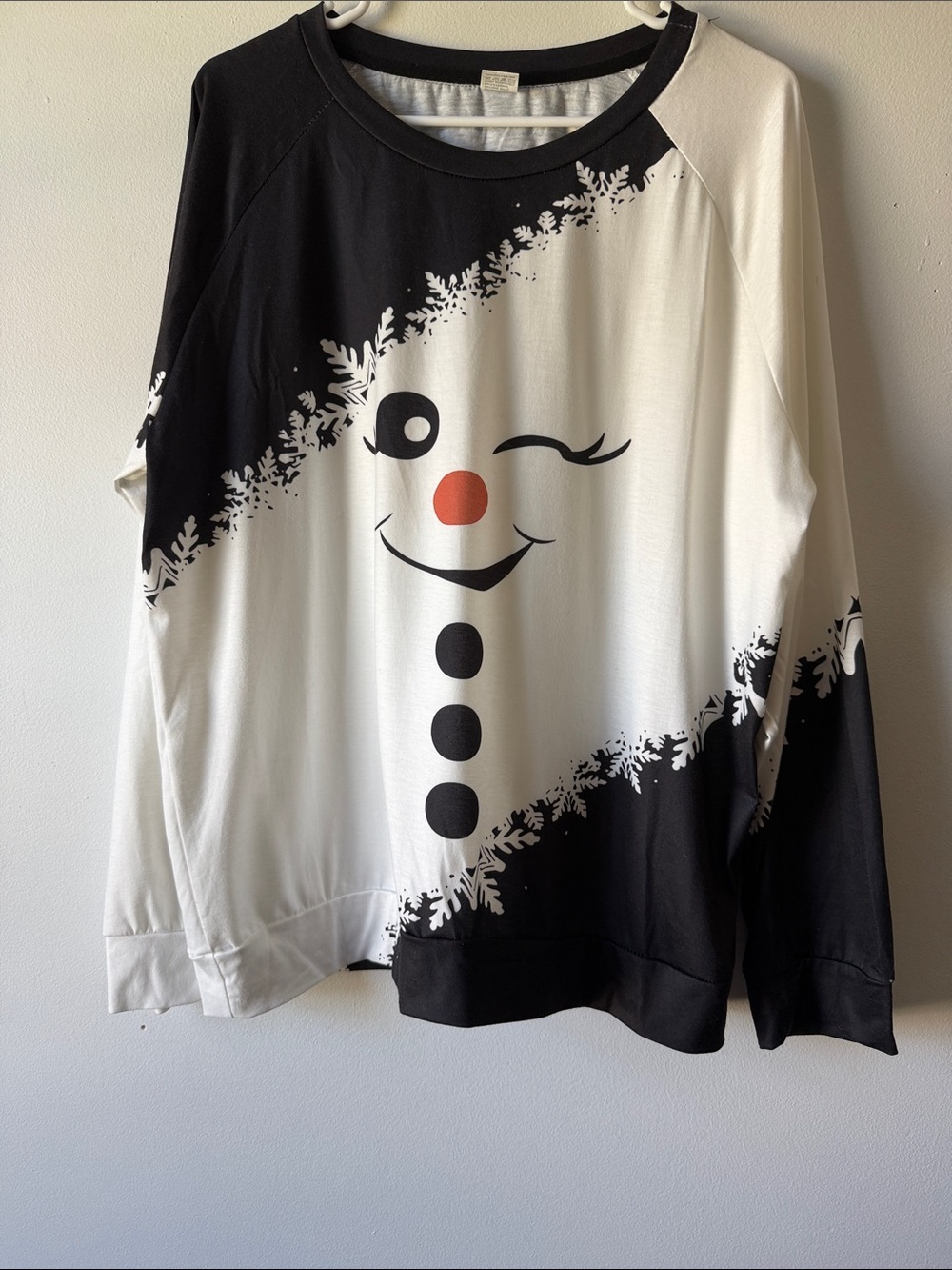 Kids Black & White Snowman Graphic Long-Sleeve Sweatshirt SZ 2X